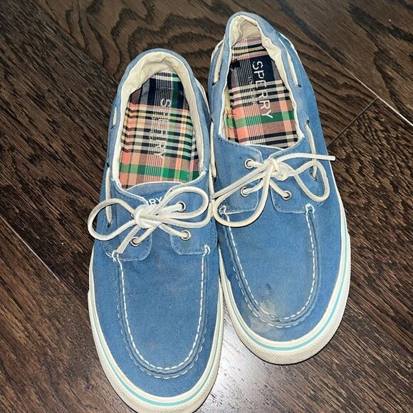 Sperry Topsider Halyard blue chambray sailboat canvas boat yacht deck shoes 10 - Picture 1 of 5